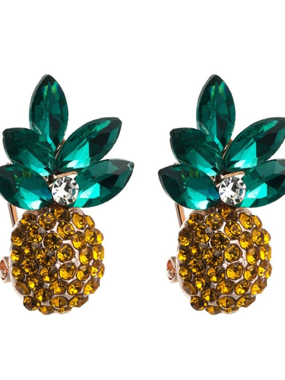 18k Gold Plated Pineapple Zircon Earrings Tropical Statement Jewelry